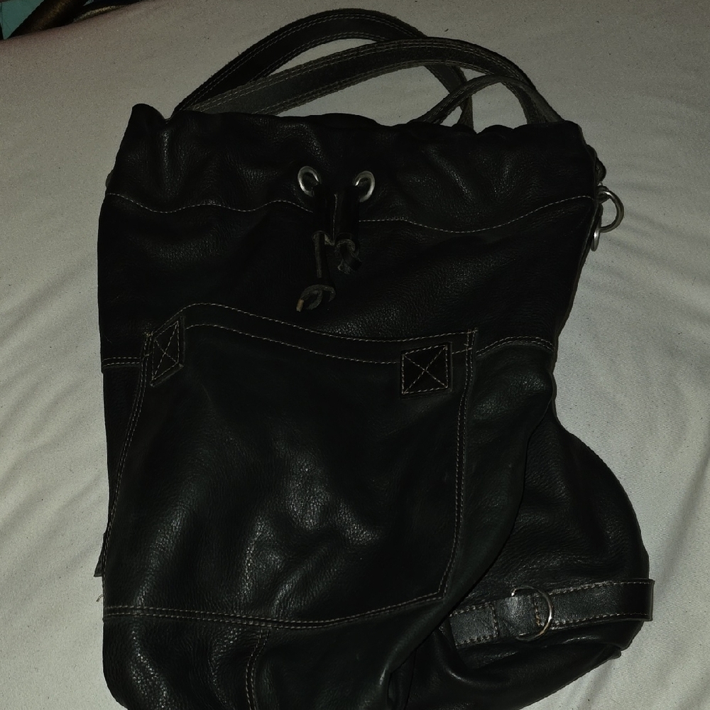 Rugby Black Leather Shoulder Bag